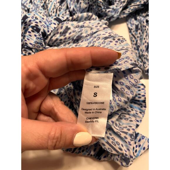 Seafolly Women's Blue Geometric Boho Tassels V-Neck Playsuit Romper Size Small - Picture 5 of 10